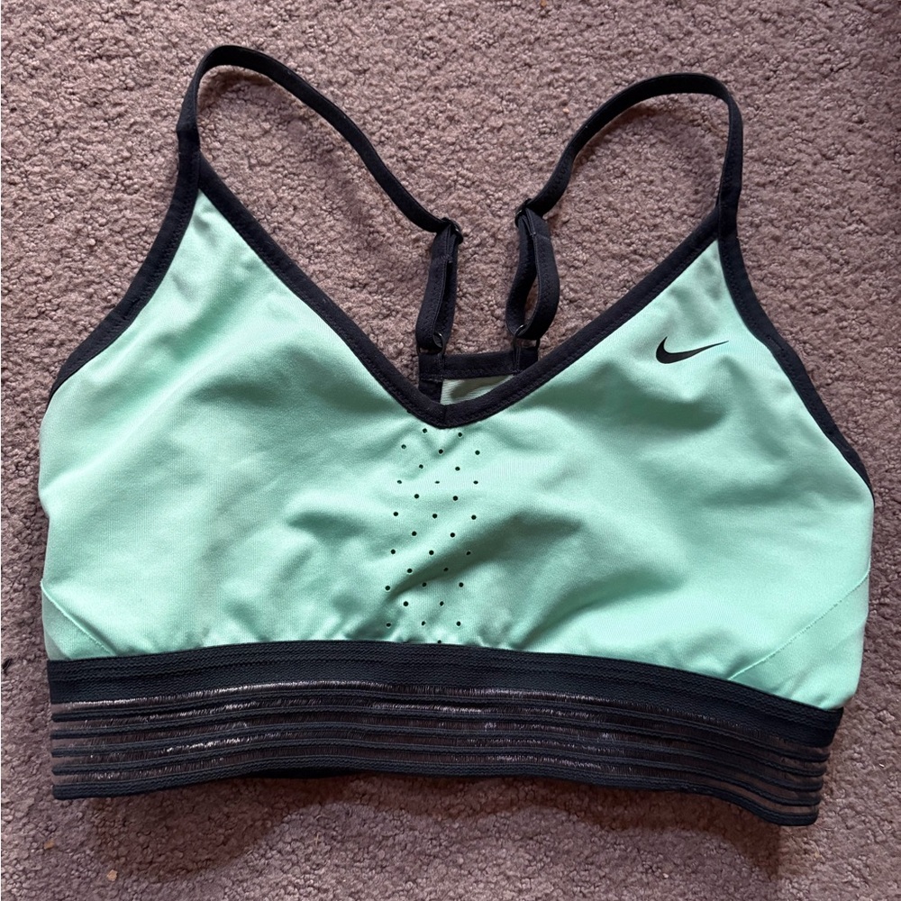 SOLD Nike Mint Green and Black Indy Sports Bra size medium